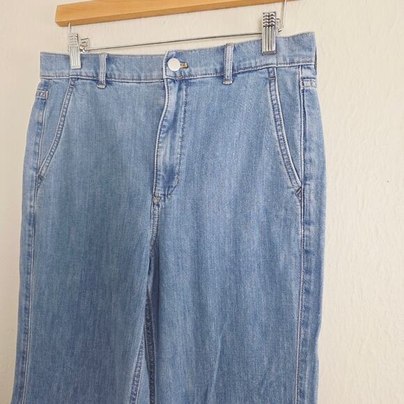 J. Crew NWT Drapey Wide Leg Trouser Denim Jeans Light Blue Wash Size 27 - Picture 8 of 12